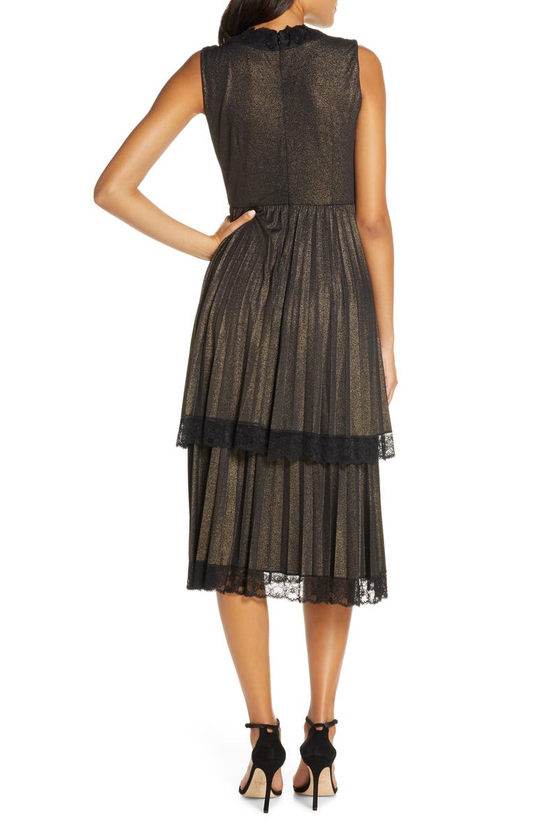 Taylor Dresses Pleated Double Tiered Dress, Alternate, color,