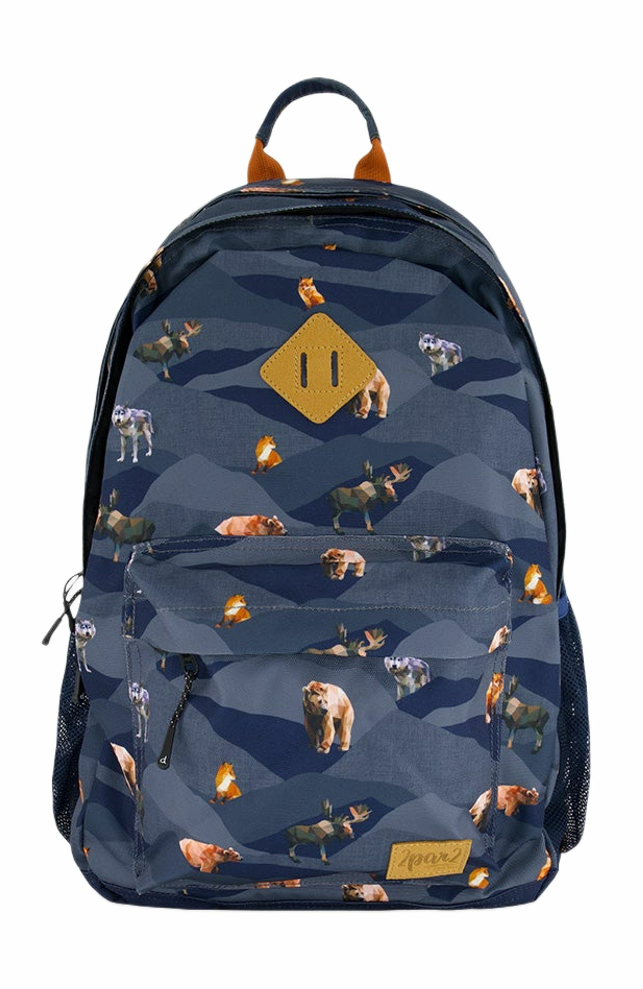 Deux par Deux Boy's Backpack Navy Printed Mountains Animals, Main, color, 