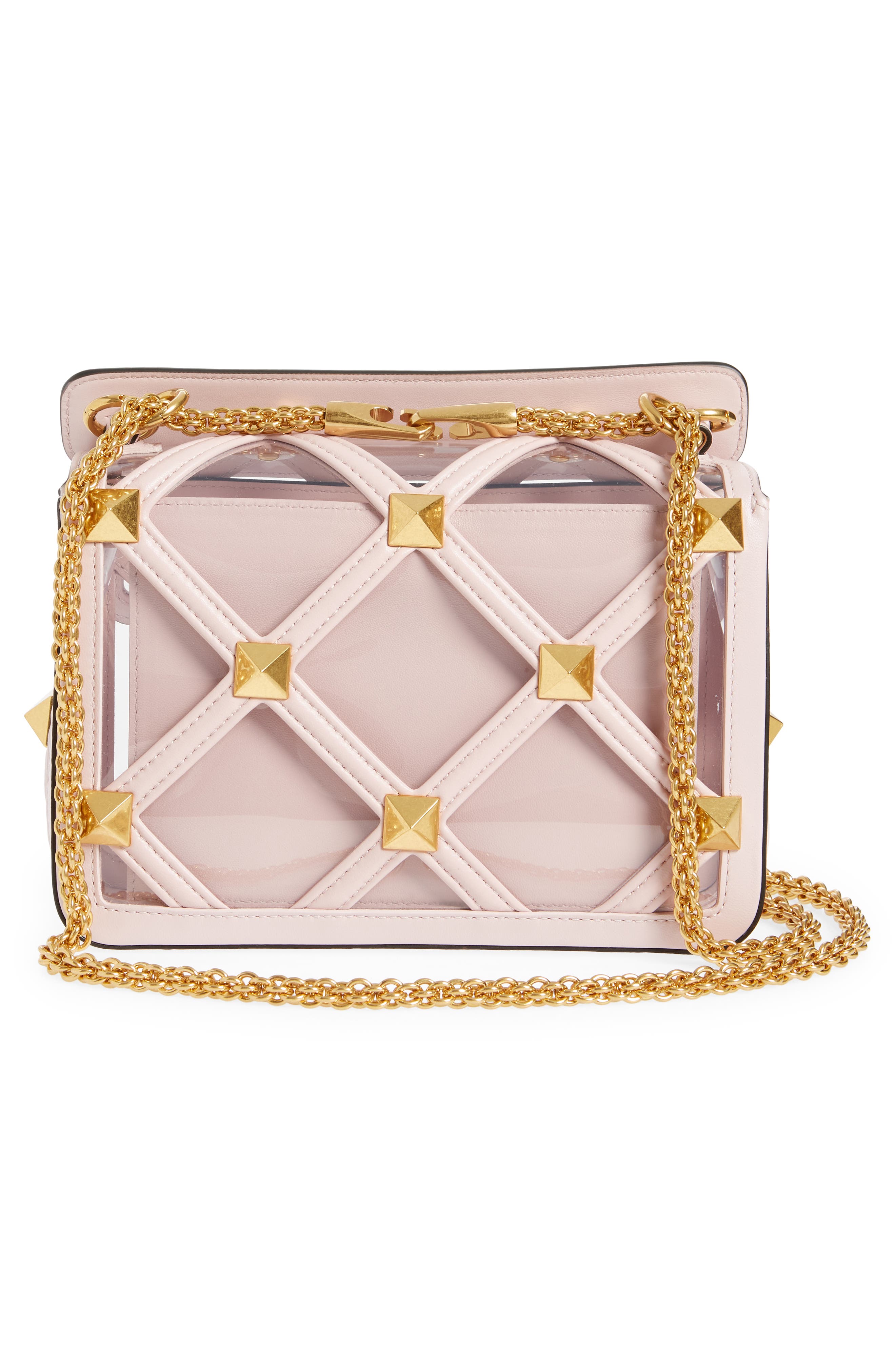 Valentino Garavani Roman Stud Transparent Shoulder Bag, Alternate, color, 