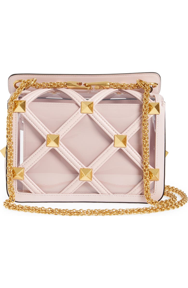 Valentino Garavani Roman Stud Transparent Shoulder Bag, Alternate, color,
