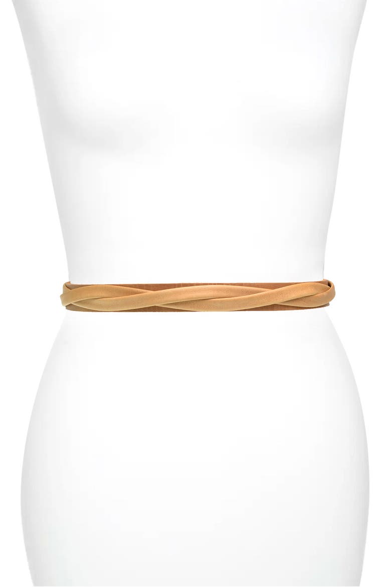 Skinny Leather Wrap Belt, Alternate, color, TAN