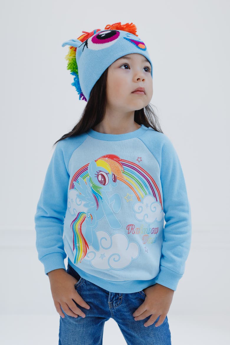 Rainbow Dash Cosplay Fleece 2-Piece Sweatshirt and Hat Set, Alternate, color, Blue Rainbow Dash