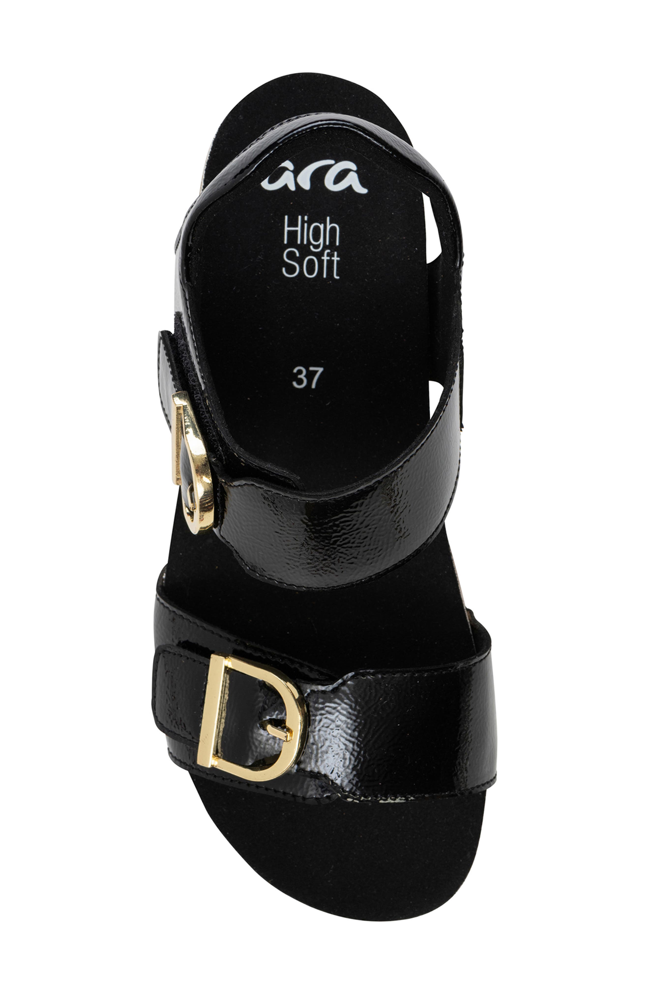 ara Nova Slingback Platform Wedge Sandal, Alternate, color, Black
