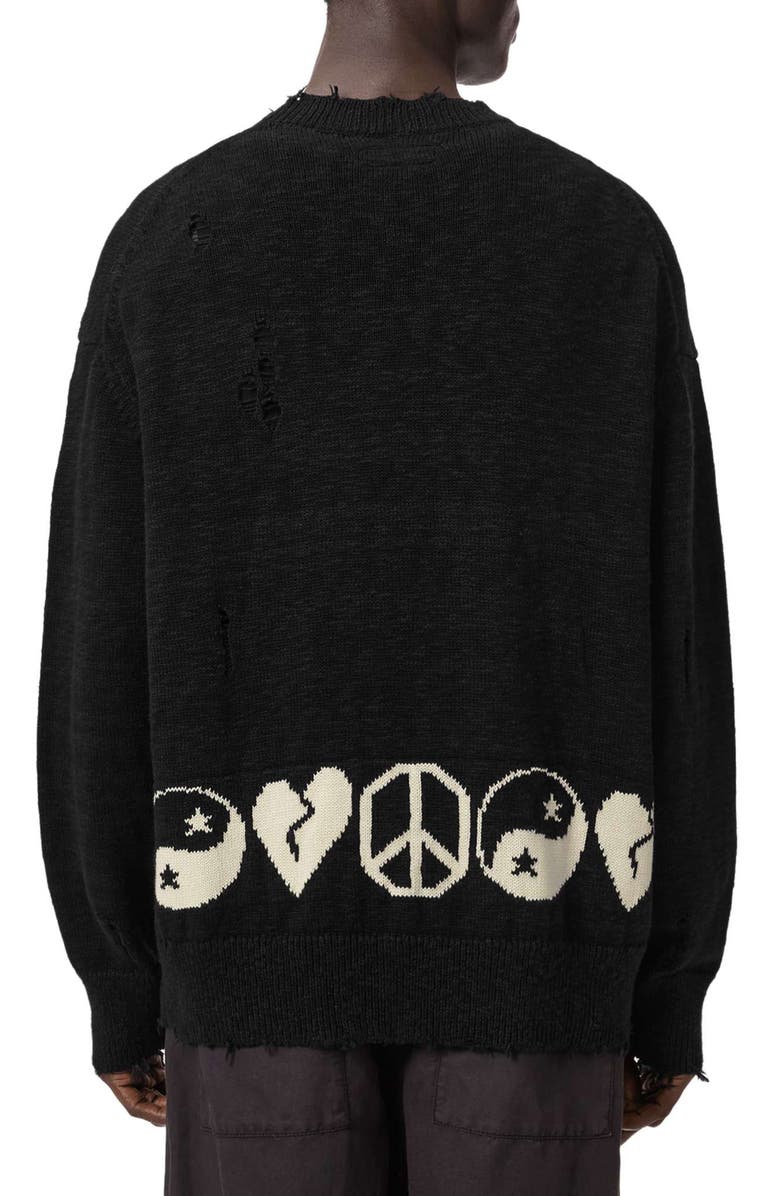 AllSaints Tabua Cotton Cardigan, Alternate, color, Black