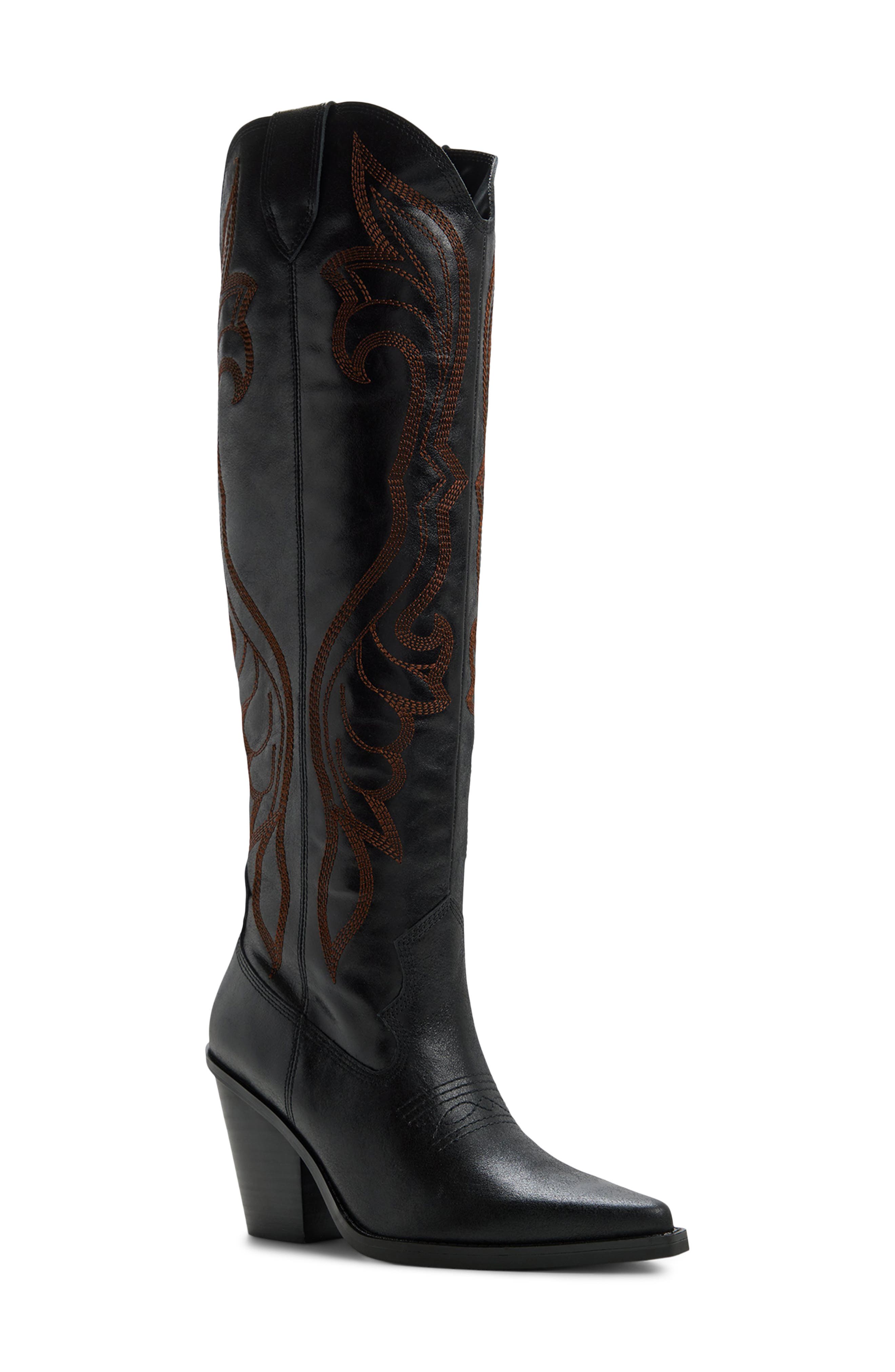 ALDO Revolve Pointed Toe Western Boot, Main, color, Black Combo