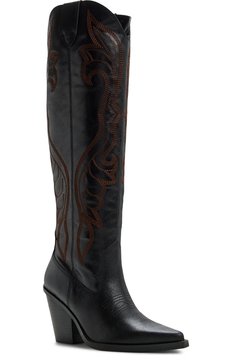 ALDO Revolve Pointed Toe Western Boot, Main, color, Black Combo
