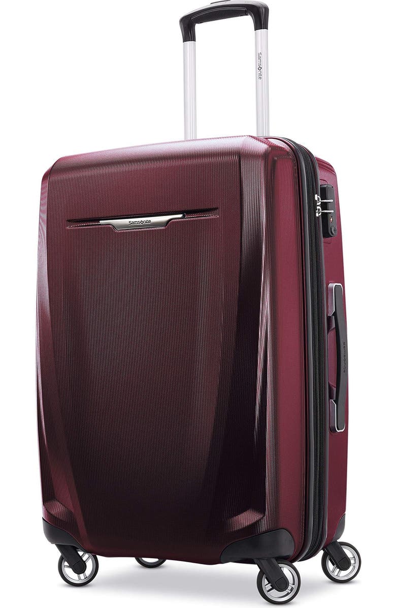 Samsonite Winfield 3 DLX Checked-Medium Spinner, Main, color, Burgundy