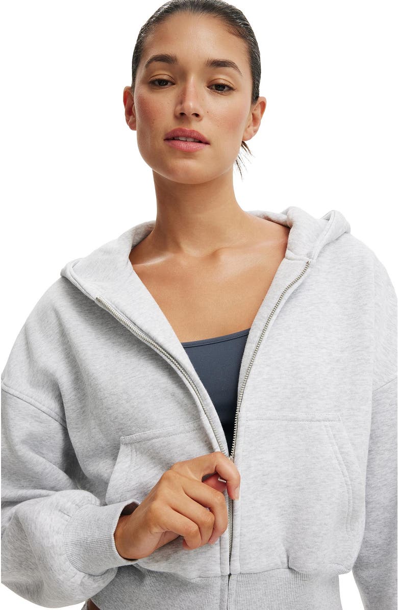 Cotton On Women's Oversized Zip Through Hoodie, Alternate, color, Soft Grey Marle
