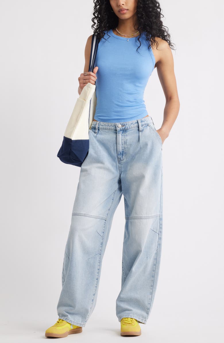 BP. Slinky Rib Knit Tank, Alternate, color, Blue Stream