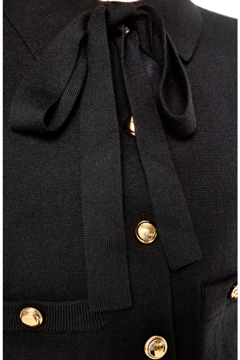 Detachable Bow Cardigan, Alternate, color, BLACK
