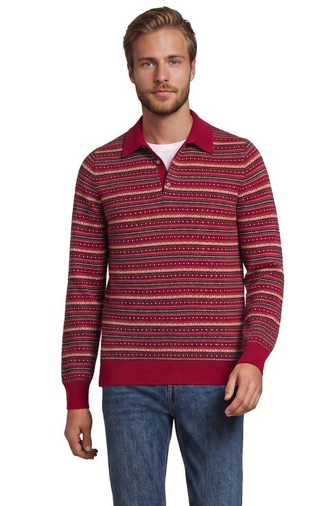 Long Sleeve Cashtouch Fairisle Sweater Polo