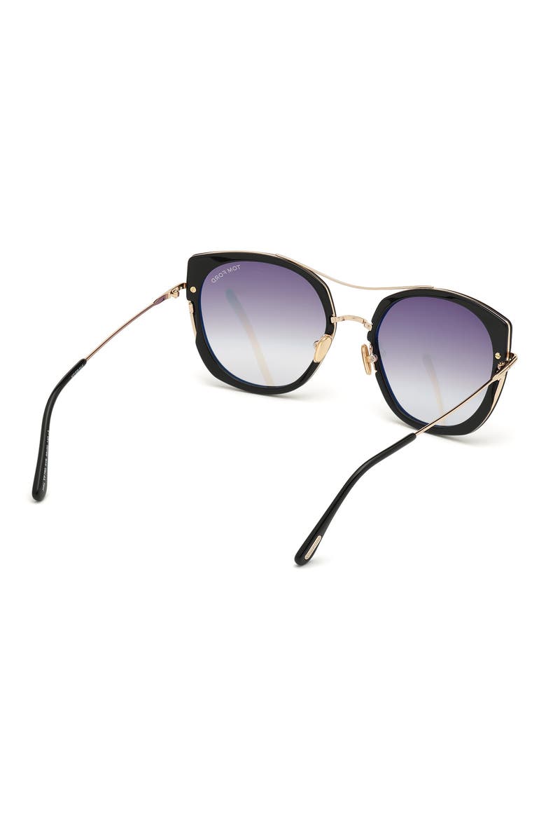 Joey 56mm Cat Eye Sunglasses, Alternate, color, SHINY BLACK/ GRADIENT SMOKE