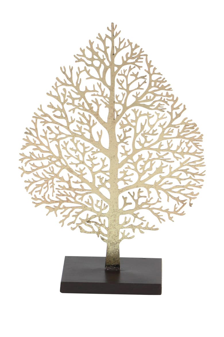 Goldtone Metal Leaf Sculpture, Main, color, GOLD