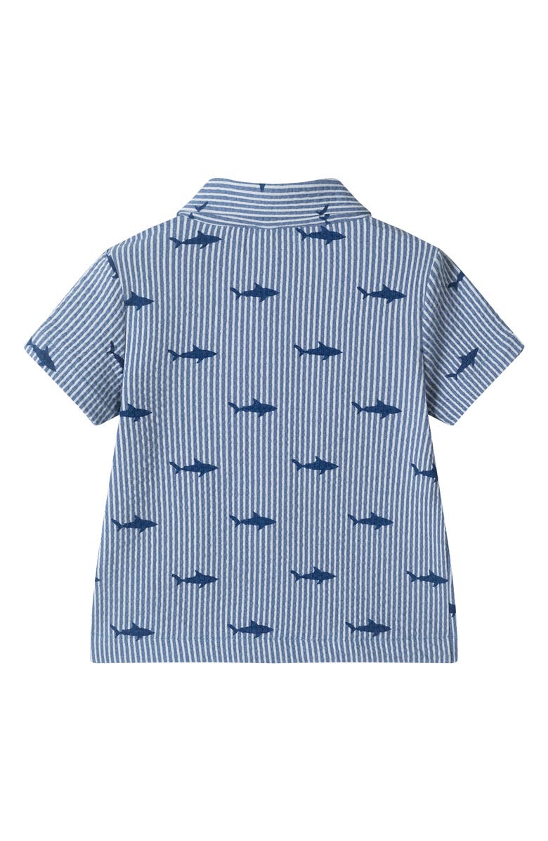 Andy & Evan Print Seersucker Button-Up Shirt & Shorts Set, Alternate, color, Navy Stripe