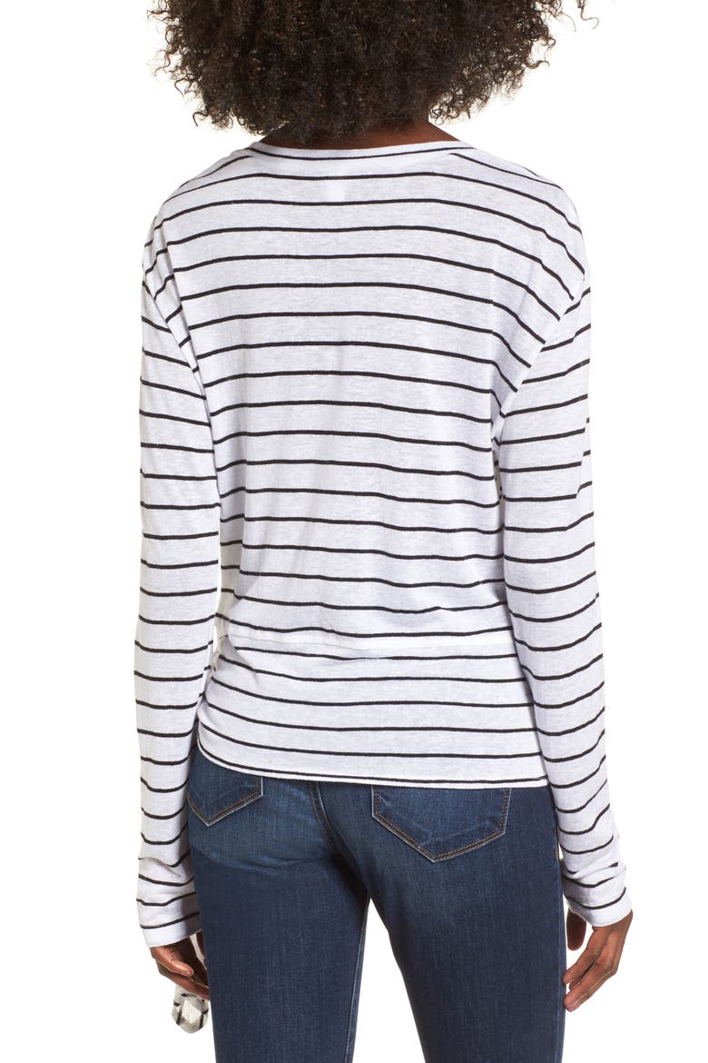 Side Tie Stripe Tee, Alternate, color, WHITE JENNA STRIPE