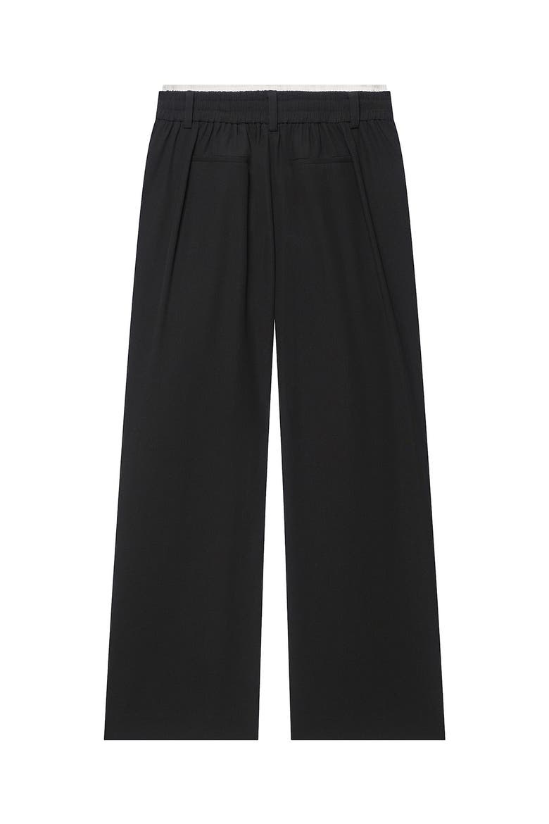 Contrast Waist Wide Leg Trousers, Alternate, color, Black