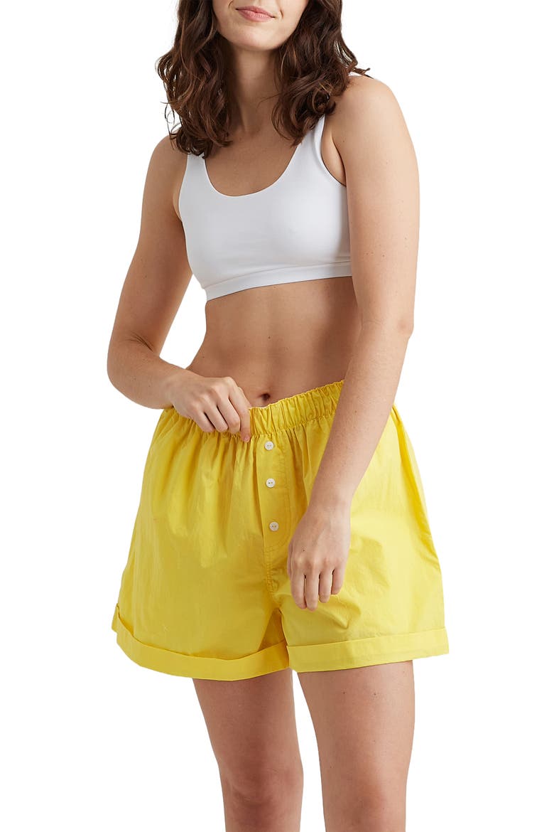 Boyfriend Cotton Boxer Shorts, Alternate, color, LEMON ZEST