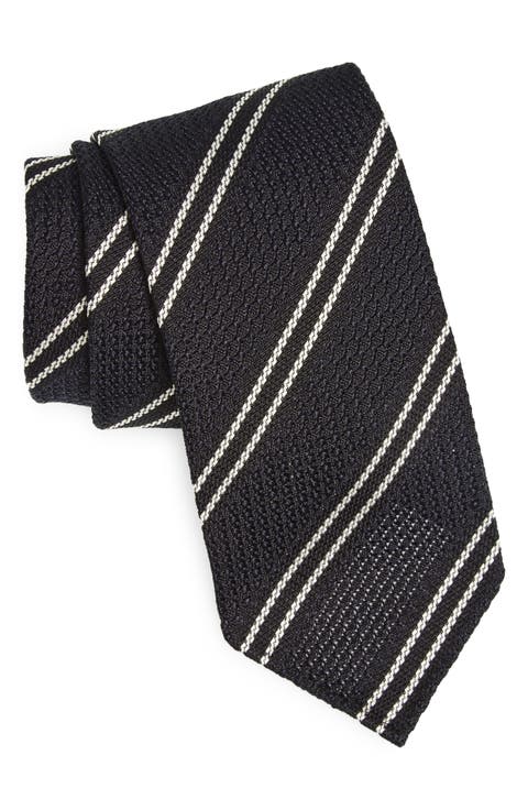 Double Stripe Grenadine Silk Tie