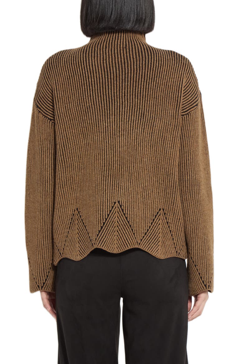 Rhea Scallop Edge Mock Neck Sweater, Alternate, color, CAMEL/ BLACK