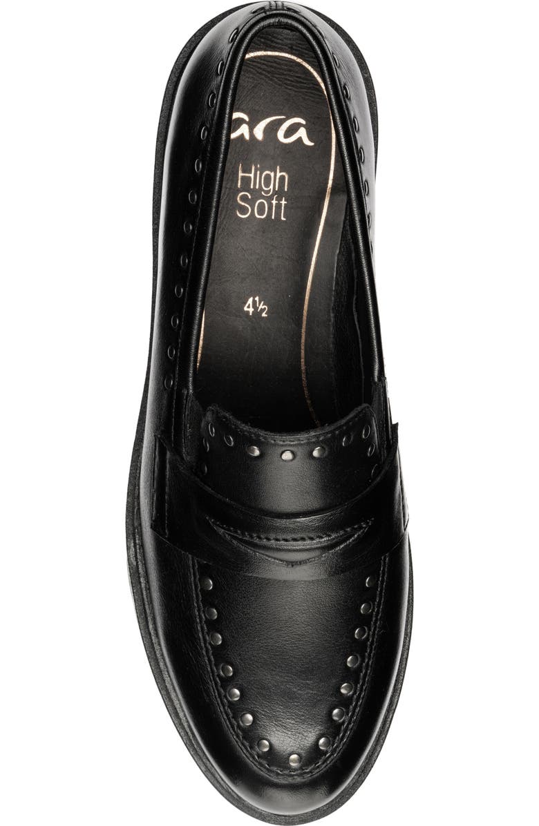 ara Cardiff Studded Penny Loafer, Alternate, color, Black