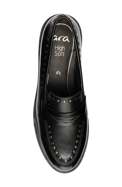 Ara Cardiff Studded Penny Loafer In Black