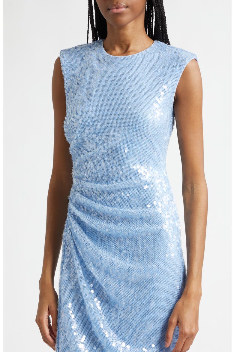 Kimberly Side Ruched Sequin Sheath Dress, Alternate, color, BLUE JAY