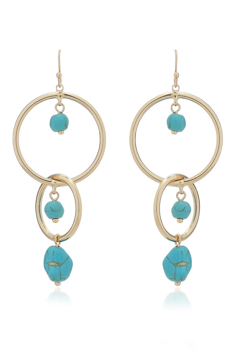 Beaded Double Ring Drop Earrings, Alternate, color, TURQUOISE