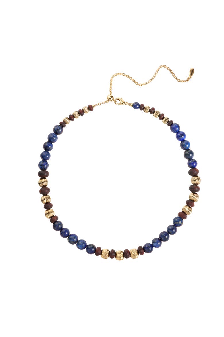 Temple Seed Necklace, Main, color, Gold&Blue&Red