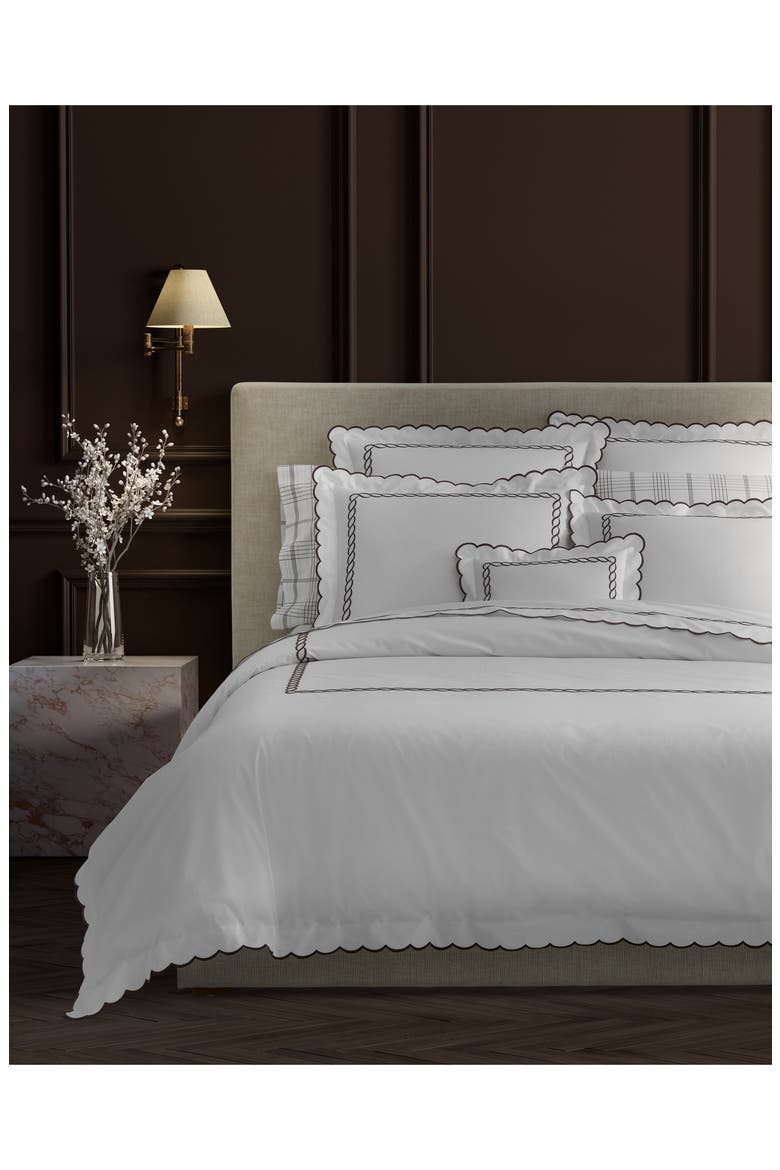 Classic Chain Scallop Duvet Cover, Alternate, color, RED