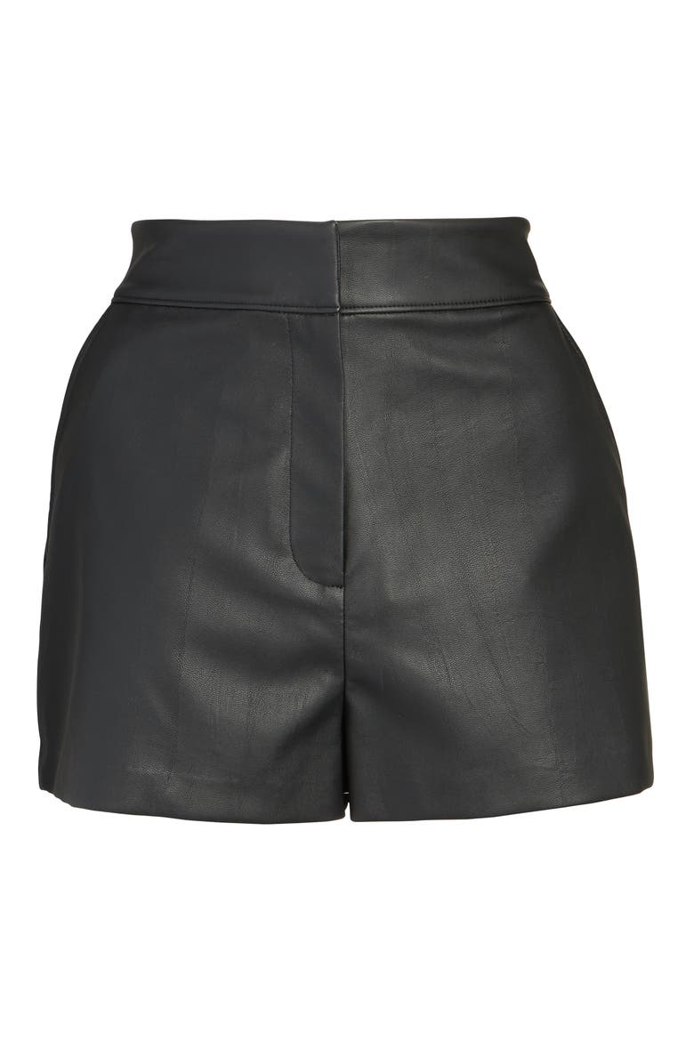 High Waist Faux Leather Shorts, Alternate, color, BLACK