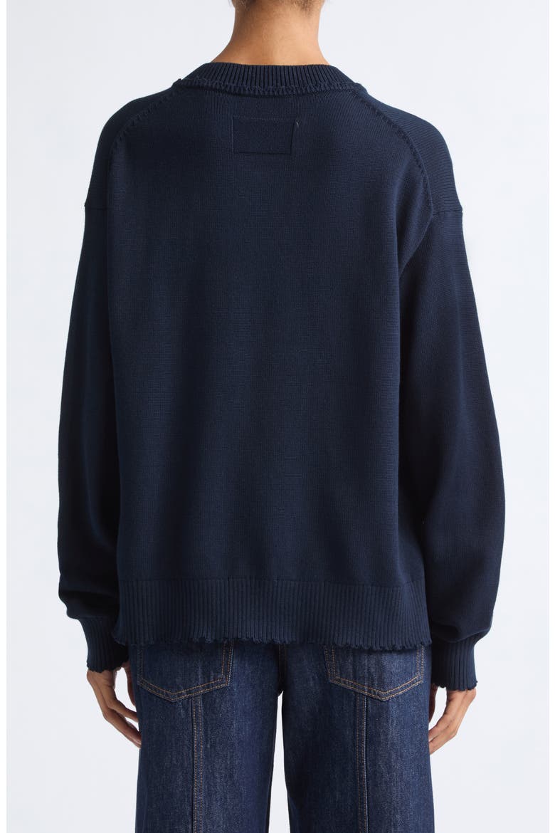 Cotton V-Neck Sweater, Alternate, color, DARK NAVY