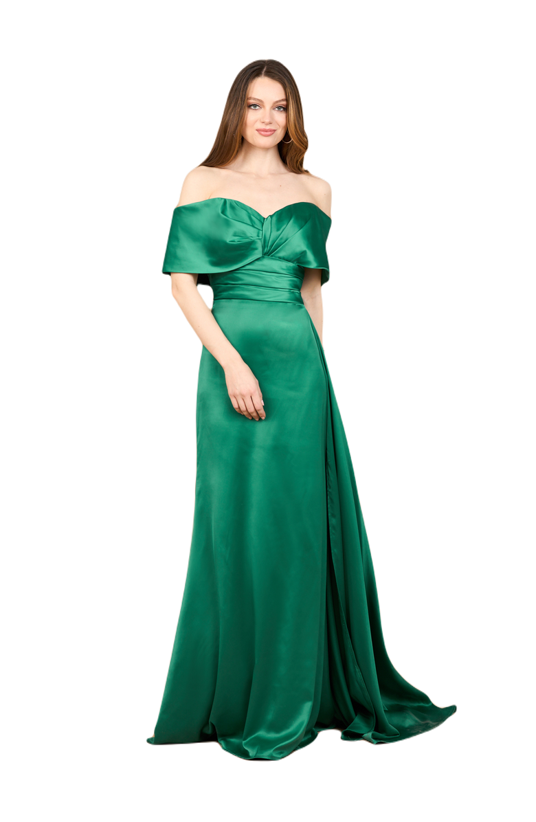 LARA New York Off Shoulder Satin Dress, Main, color, Green