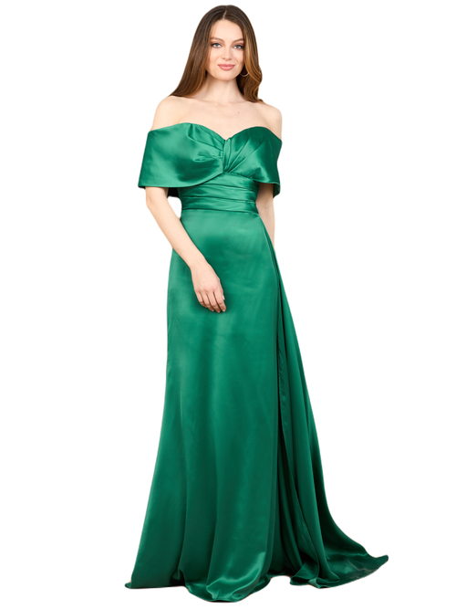 Lara New York Off Shoulder Satin Dress In Green