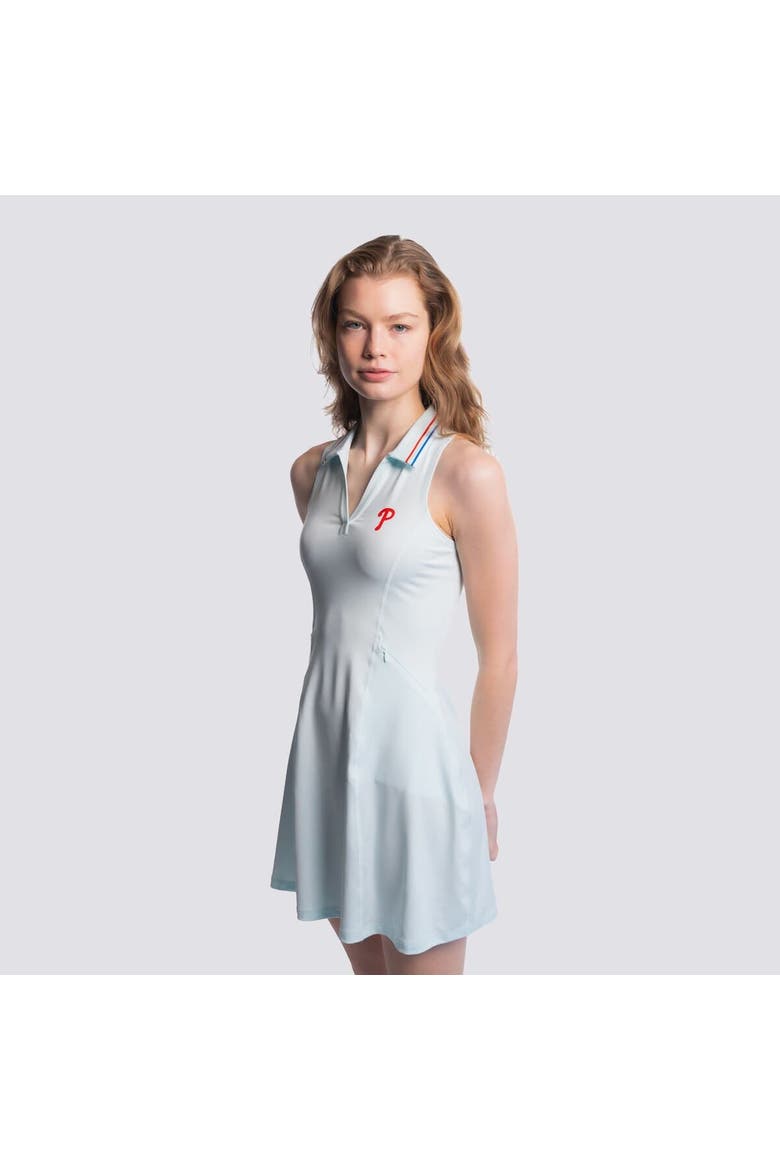 Women's Lusso  Light Blue New York Yankees Celeste V-Neck Dress, Alternate, color, Light Blue