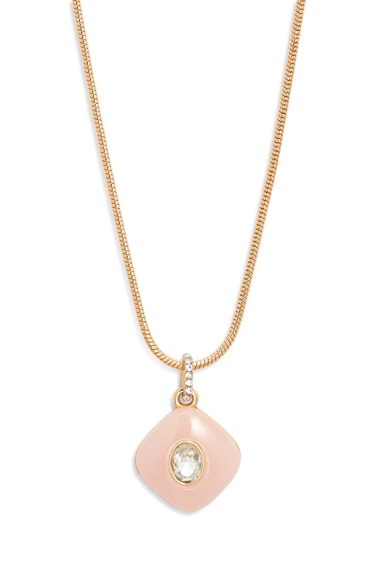 Nordstrom Domed Resin & Crystal Pendant Necklace, Main, color, Clear- Blush- Gold