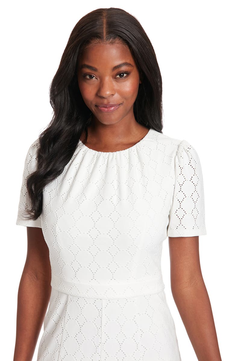 London Times Eyelet Fit & Flare Dress, Alternate, color, 