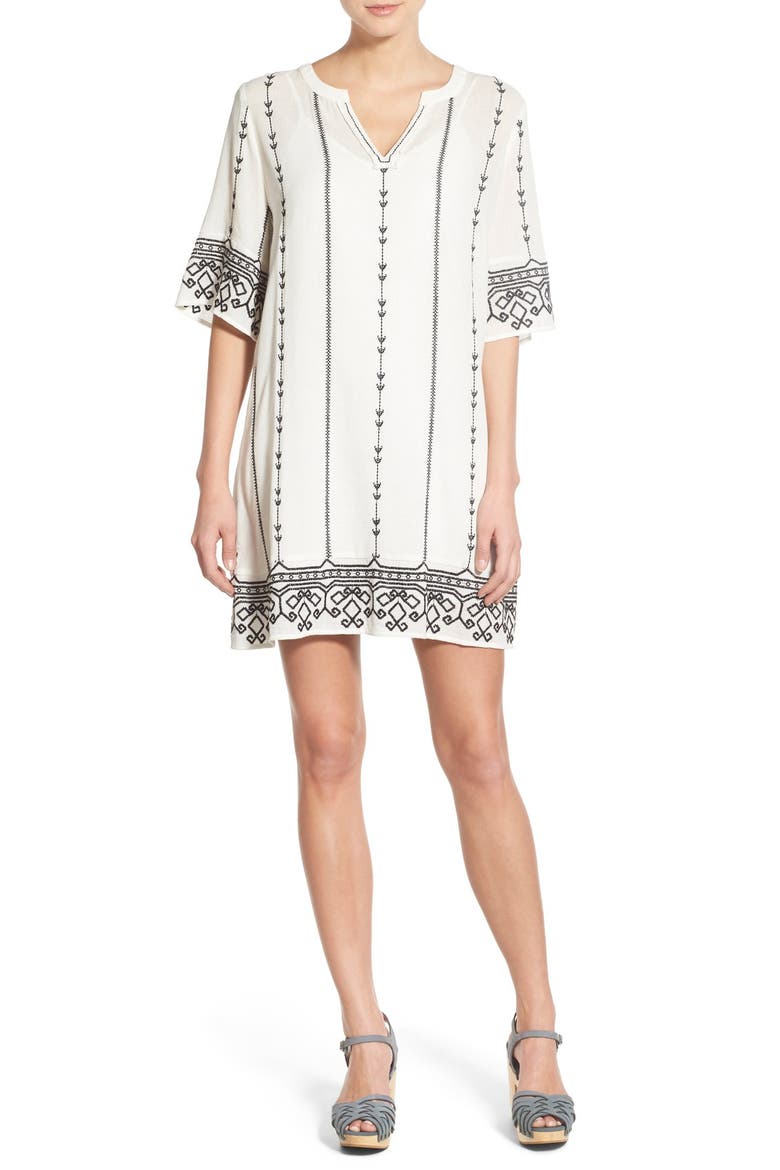 Embroidered Caftan, Main, color, IVORY BLACK EMBROIDERY