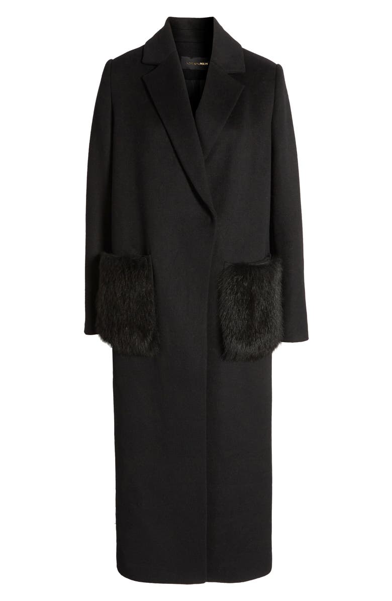 KOBI HALPERIN Channing Genuine Shearling Trim Wool Blend Coat, Alternate, color, 