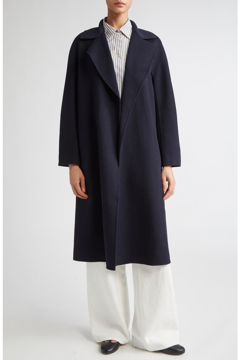 Cles Virgin Wool Blend Belted Coat, Alternate, color, NAVY