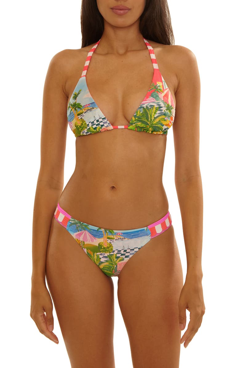 Becca Miami Beach Reversible Hipster Bikini Bottoms, Alternate, color, Coral Multi