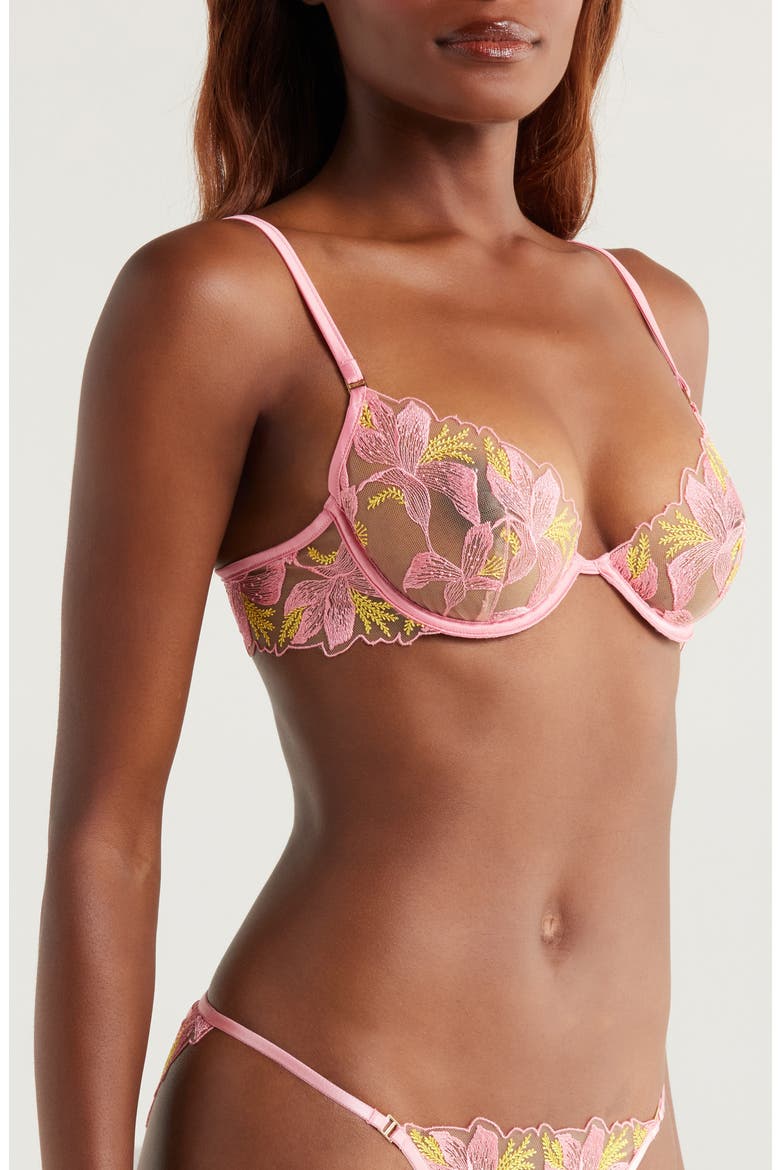 Patrice Embroidered Underwire Bra, Alternate, color, PINK/ BLAZING YELLOW