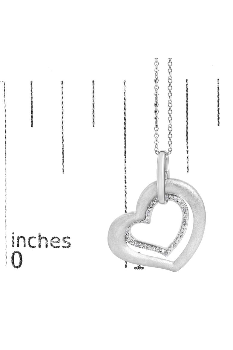 Sterling Silver Diamond Accent Matte Finish Heart Pendant Necklace, Alternate, color, Silver