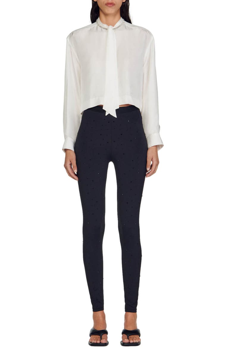 SANDRO Clotilde Rhinestone Ankle Pants, Alternate, color, 