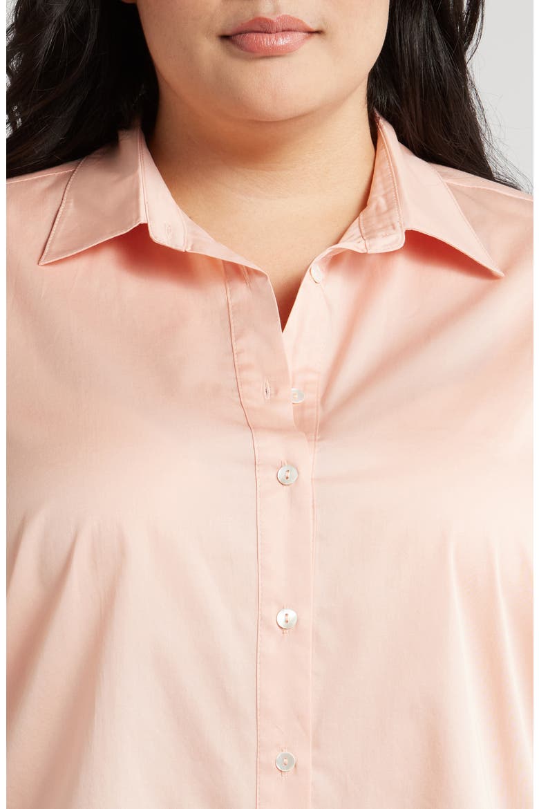 Bernadina Elbow Sleeve Cotton Button-Up Shirt, Alternate, color, ROSE CLOUD