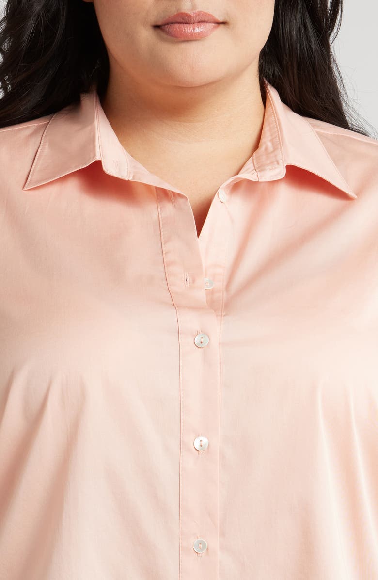 HARSHMAN Bernadina Elbow Sleeve Cotton Button-Up Shirt, Alternate, color, Rose Cloud