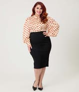 Unique Vintage Plus Size Back Pleat Pencil Skirt