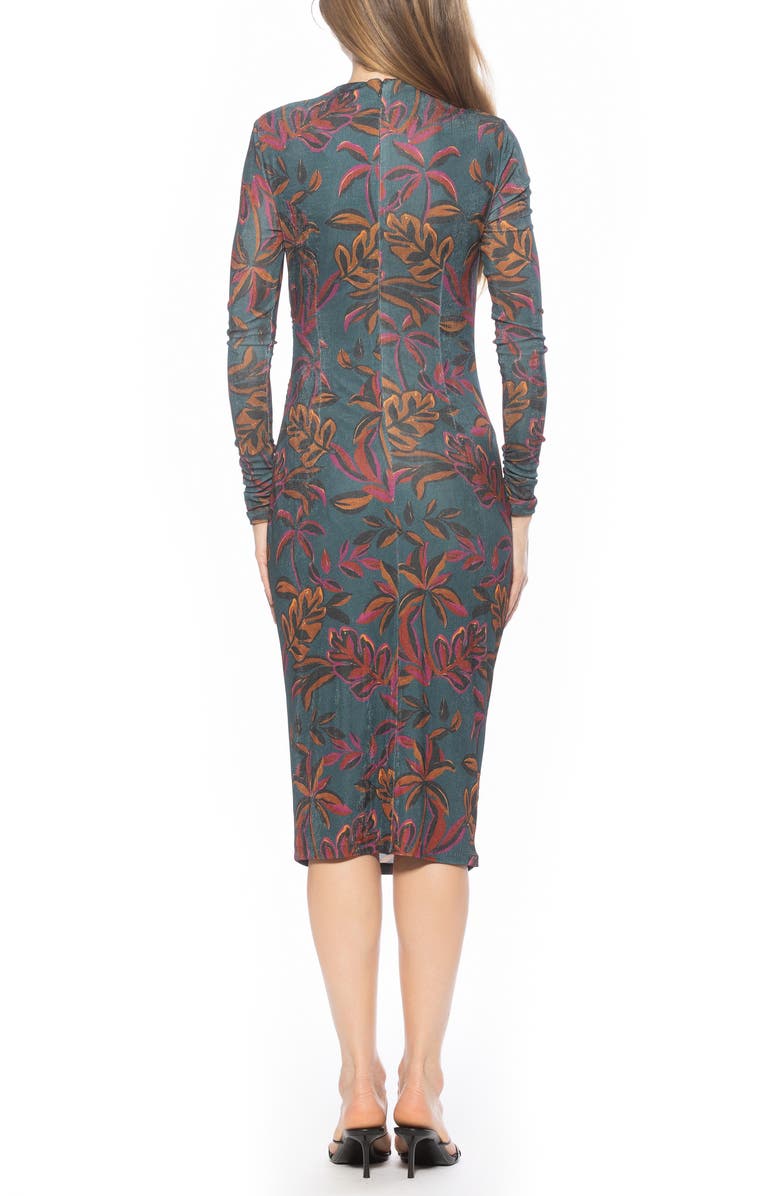 Alexia Admor Kim Bodycon Long Sleeve Midi Dress, Alternate, color, Emerald Multi