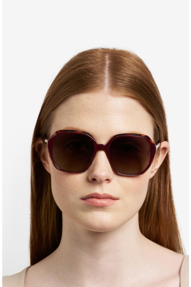 54mm Gradient Rectangular Sunglasses, Alternate, color, BURGUNDY HAVANA