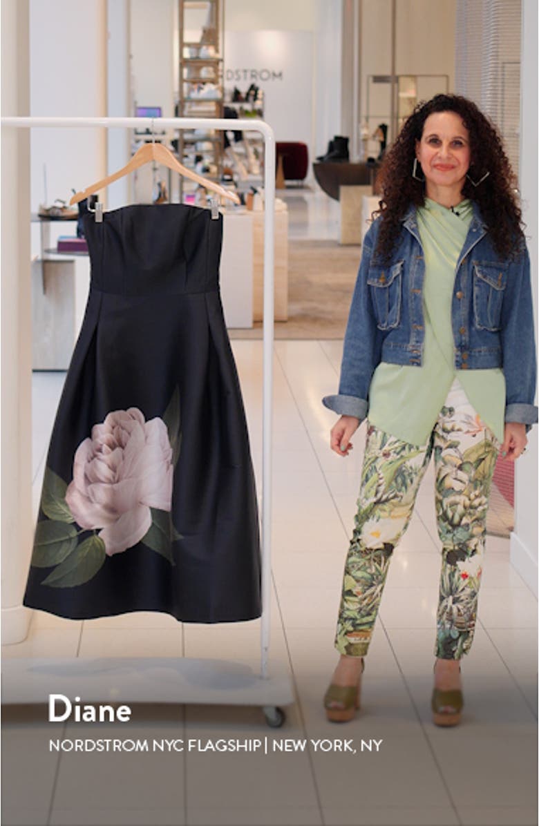 Shay Strapless Mikado Midi Cocktail Dress, sales video thumbnail