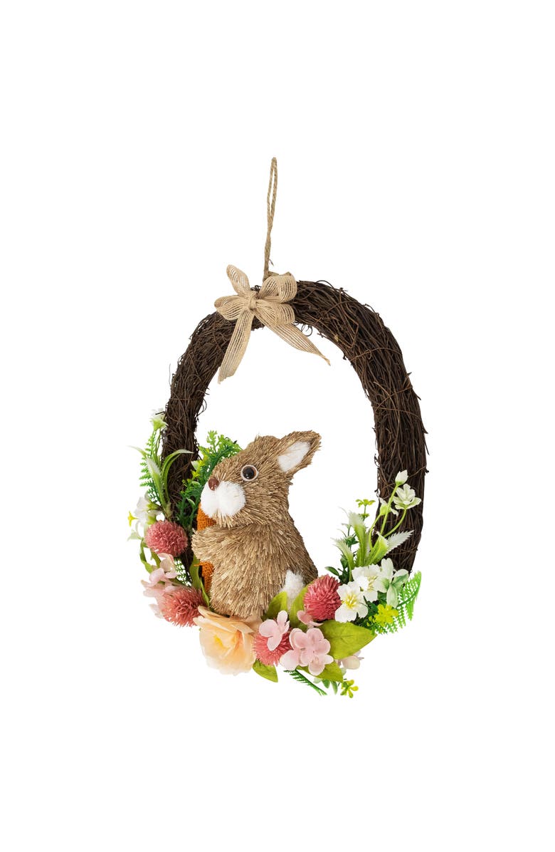 Northlight Floral Grapevine Spring Easter Wreath with Rabbit - 12", Alternate, color, Pink